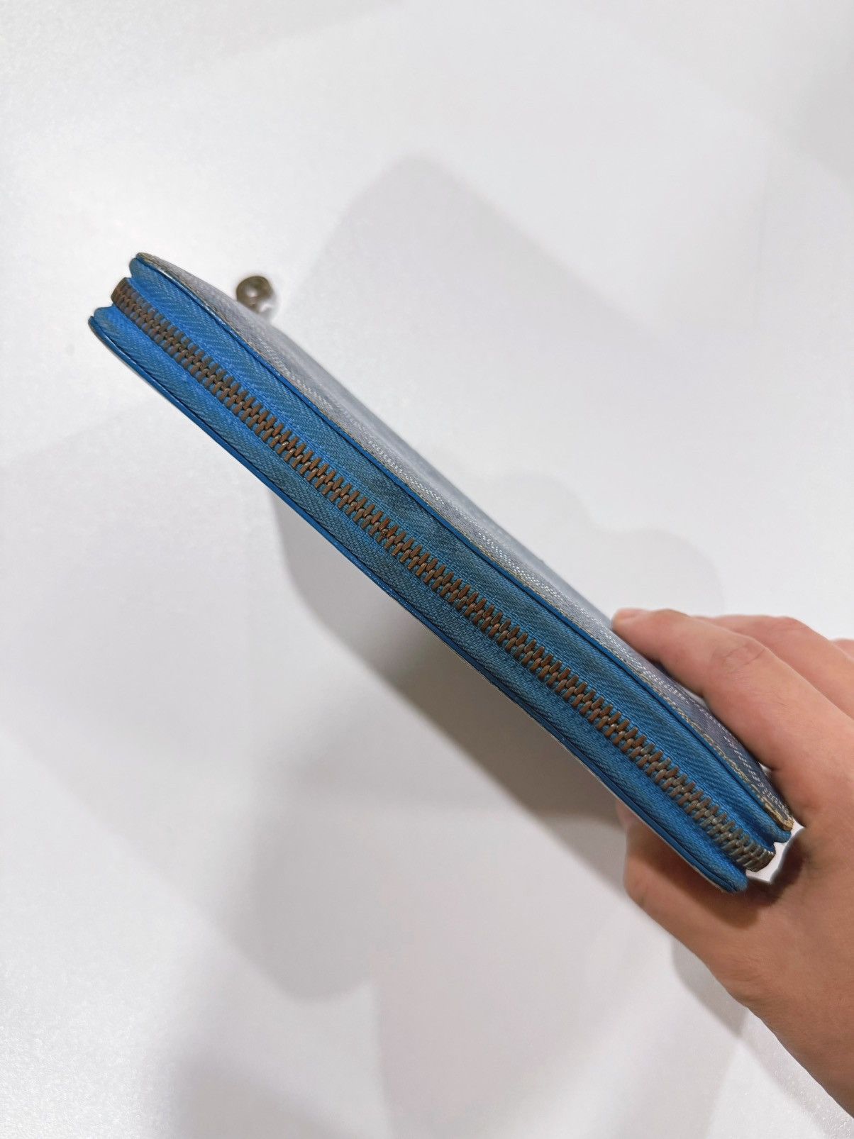 Goyard Goyard Matignon APM ZIP GM 10 Long Wallet Blue Leather Cloth Size ONE SIZE - 3 Thumbnail