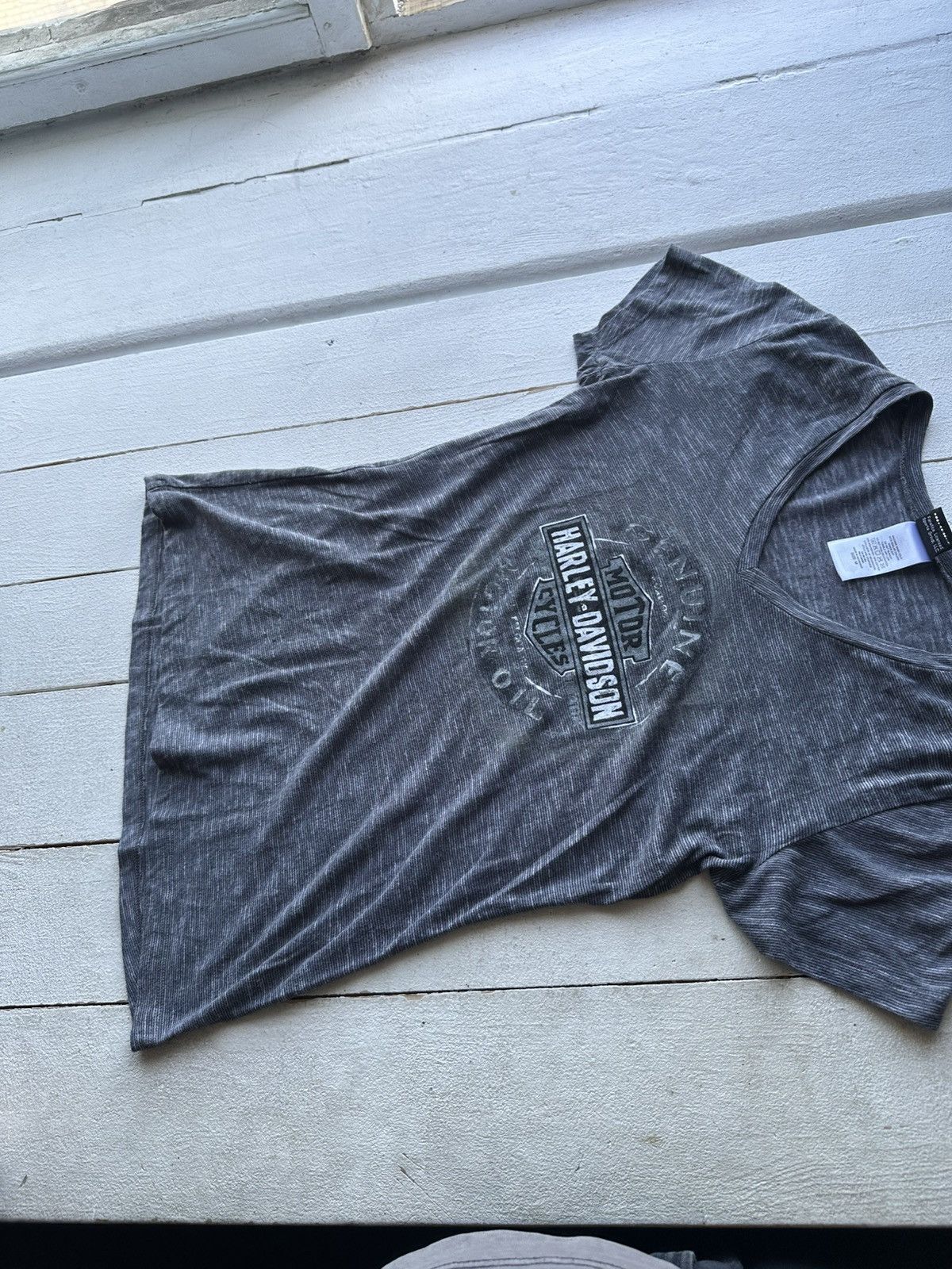 Harley Davidson 🚨VNTG HARLEY DAVIDSON WOMEN GRAY TEE BIG LOGO Size M / US 6-8 / IT 42-44 - 2 Thumbnail
