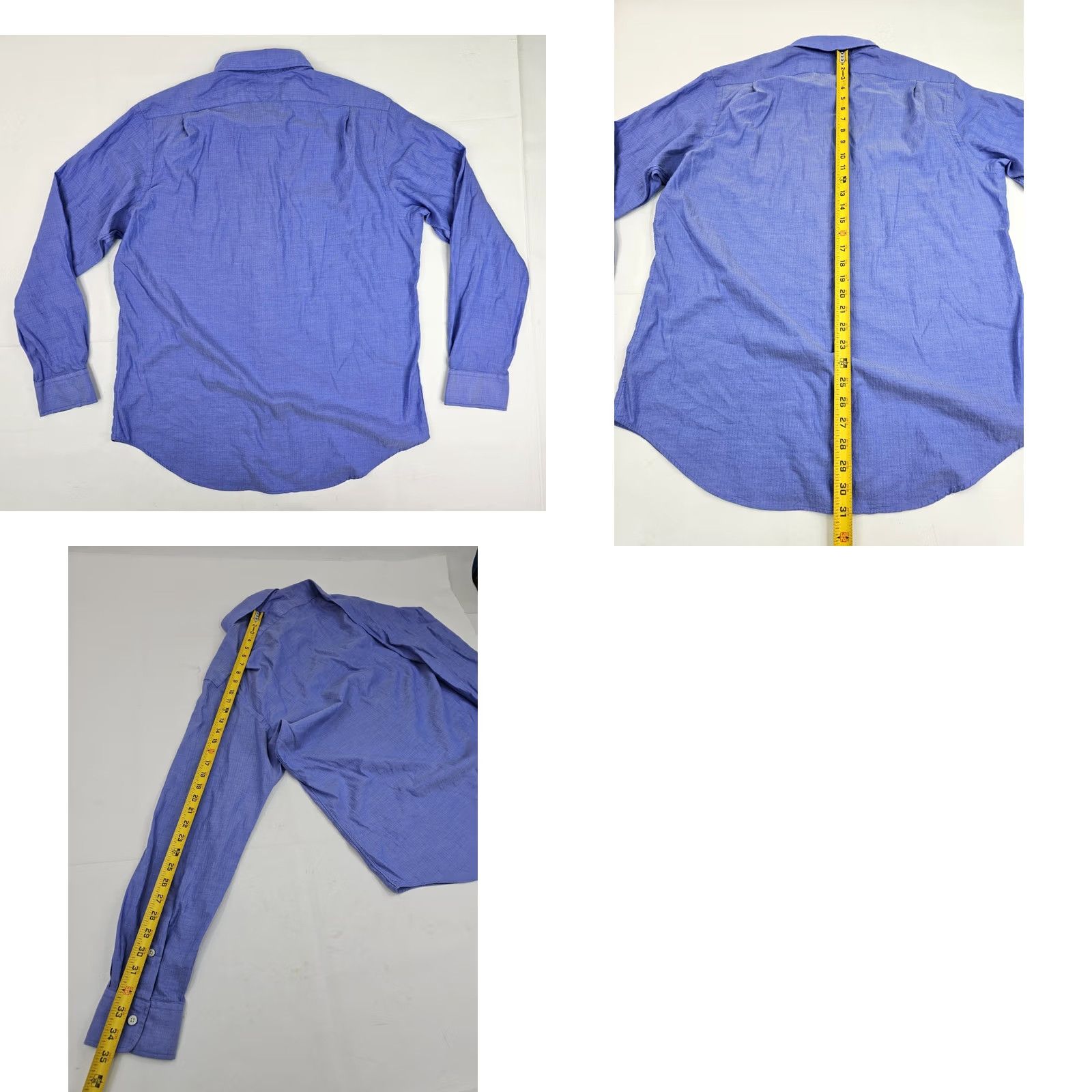 Polo Ralph Lauren Polo Ralph Lauren TL Twill Blue Micro Herringbone Dress Shirt Men L EUC Size 42R - 8 Thumbnail