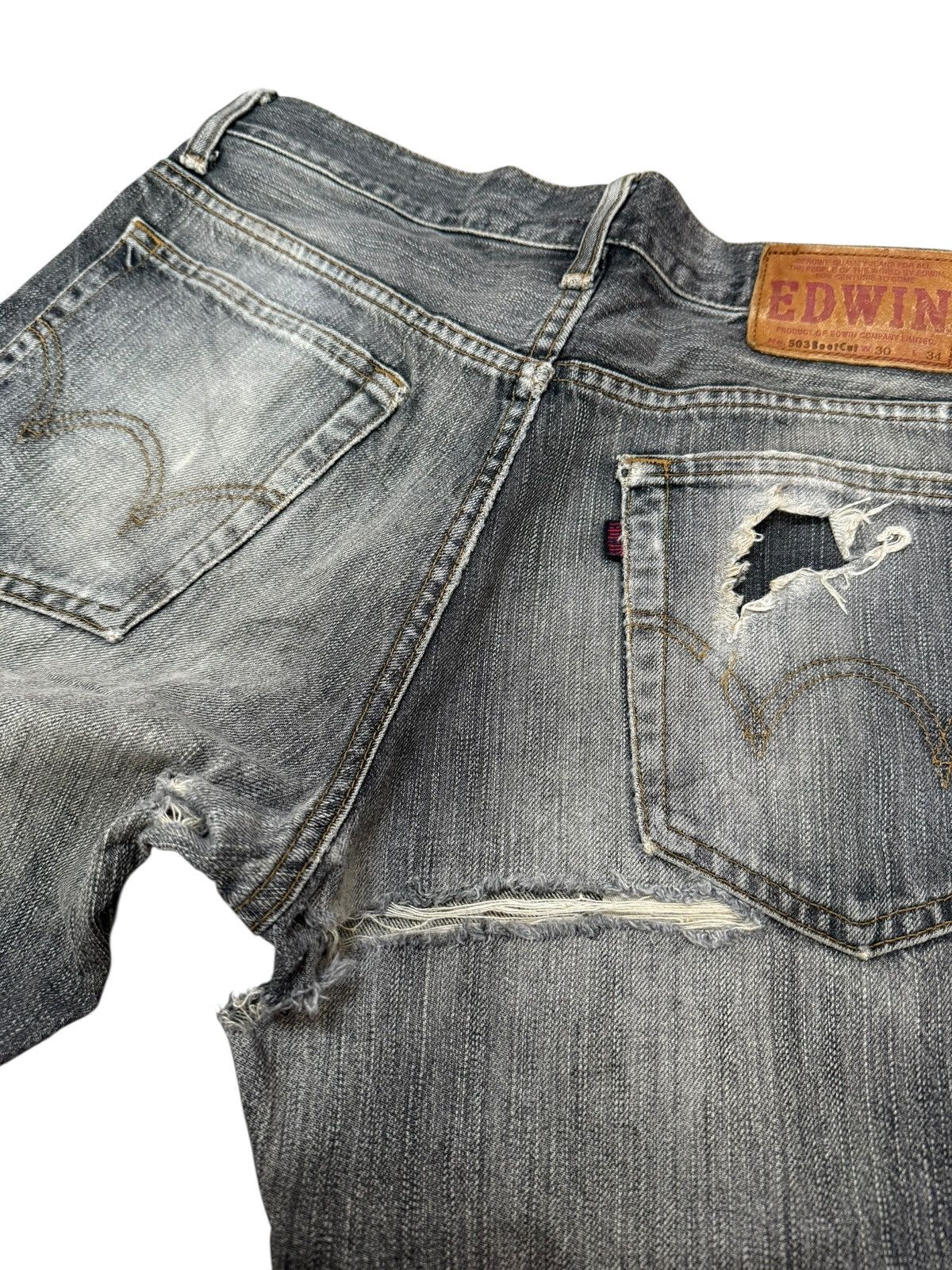 Edwin Flared Jeans Edwin 503 Japan Distressed Boot Cut Denim Size US 29 - 16 Thumbnail