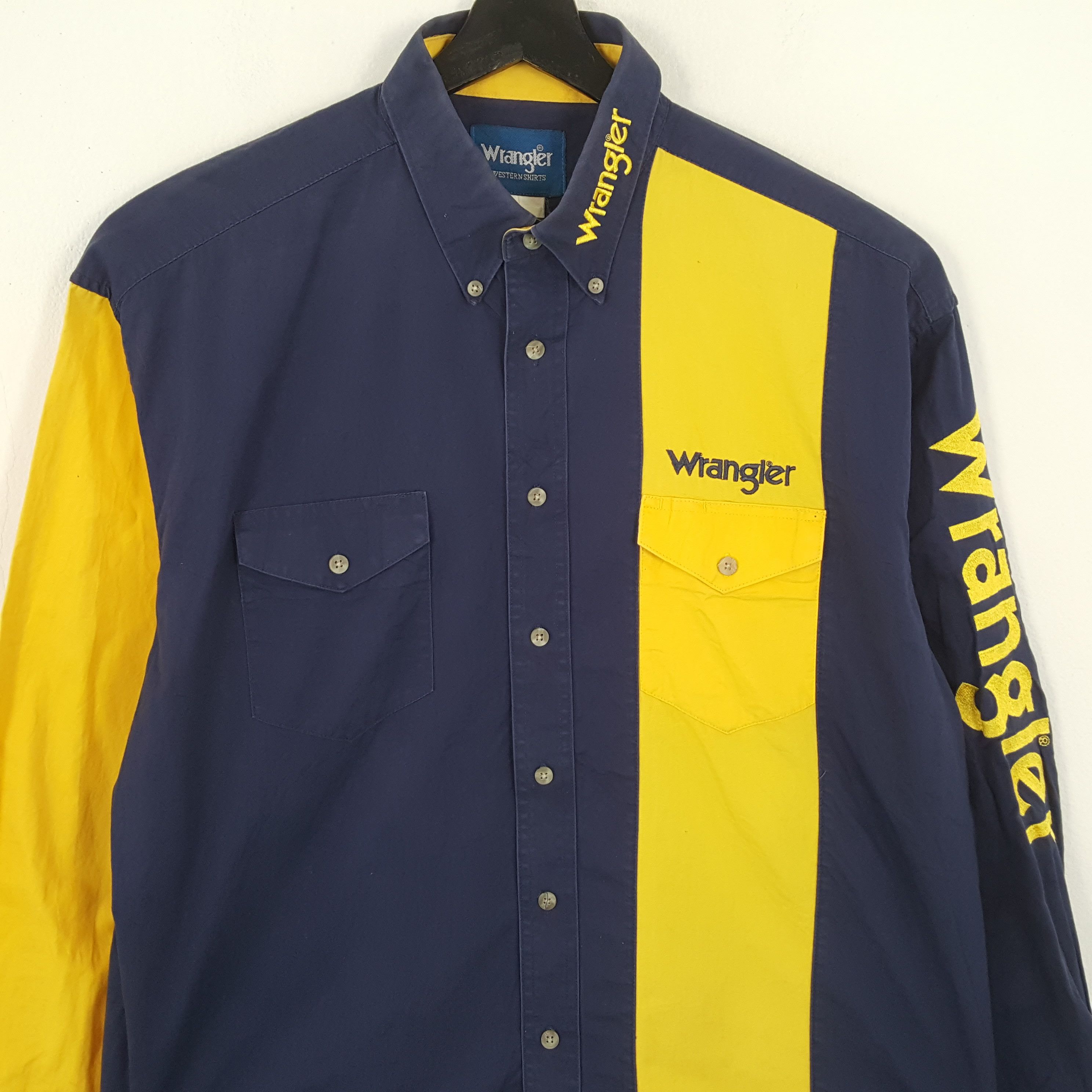 Vintage × Wrangler WRANGLER Fashion Rare Design American Classic Style Shirt Size US XXL / EU 58 / 5 - 2 Thumbnail