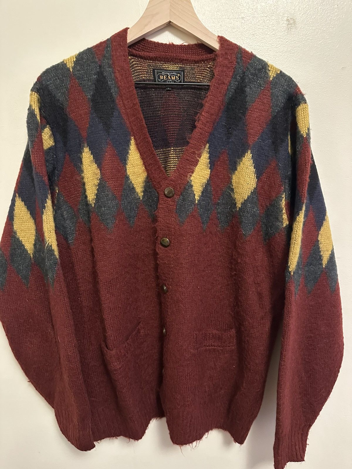 Beams Plus Beams Plus Argyle Mohair Cardigan Size US L / EU 52-54 / 3 - 1 Thumbnail