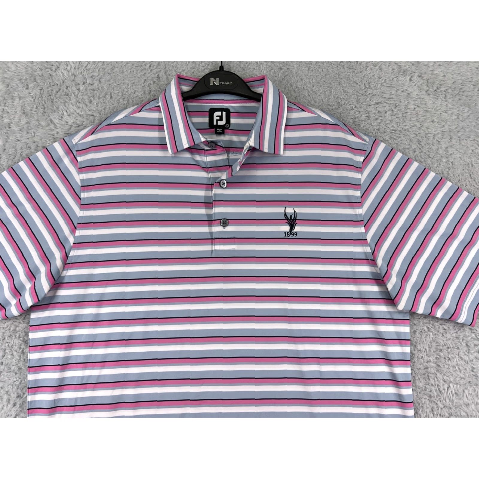 Footjoy FootJoy Polo Shirt Mens Large Pink Gray White Stripe Golf Golfer Lightweight Shirt Size US L / EU 52-54 / 3 - 5 Thumbnail