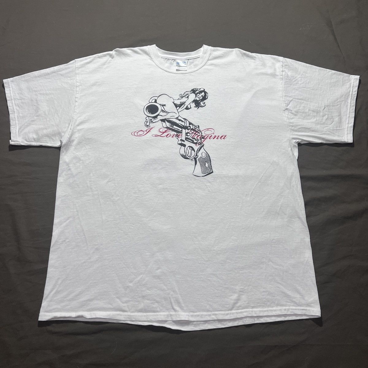 Vintage Y2K i love vagi­na 2XL Strip Nude Pornstar Gun oversized Size US XXL / EU 58 / 5 - 2 Thumbnail