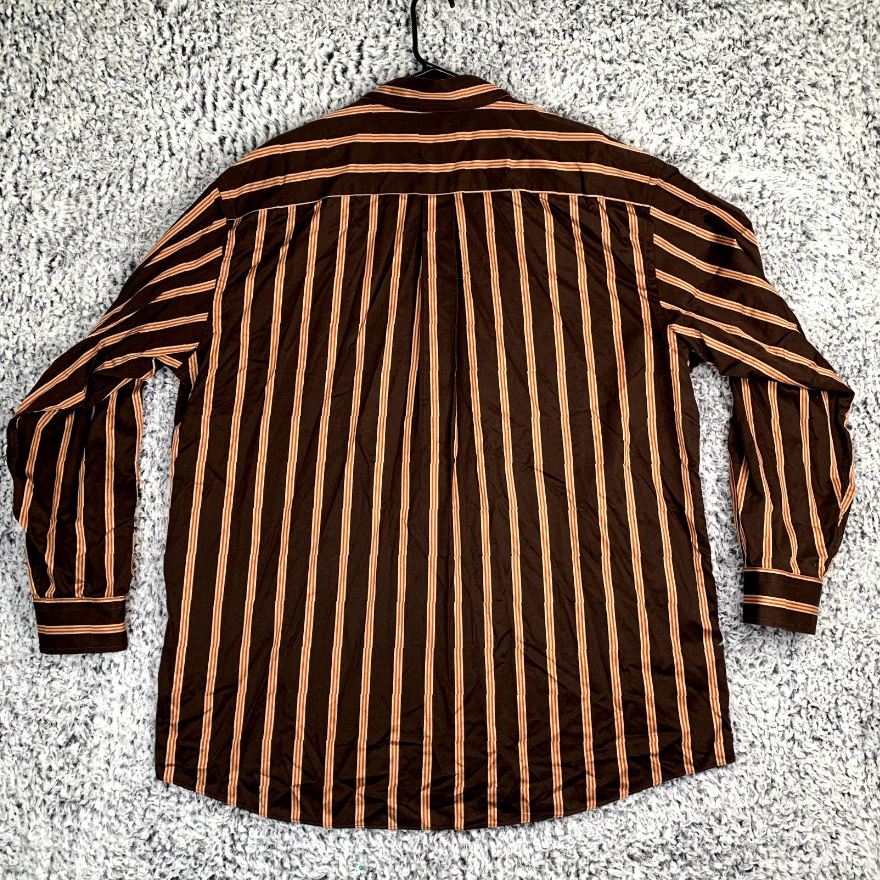 Jos. A. Bank Jos A Bank Shirt Mens XL Dark Brown Orange Stripe Travelers Twill Retro Business Size US XL / EU 56 / 4 - 4 Thumbnail