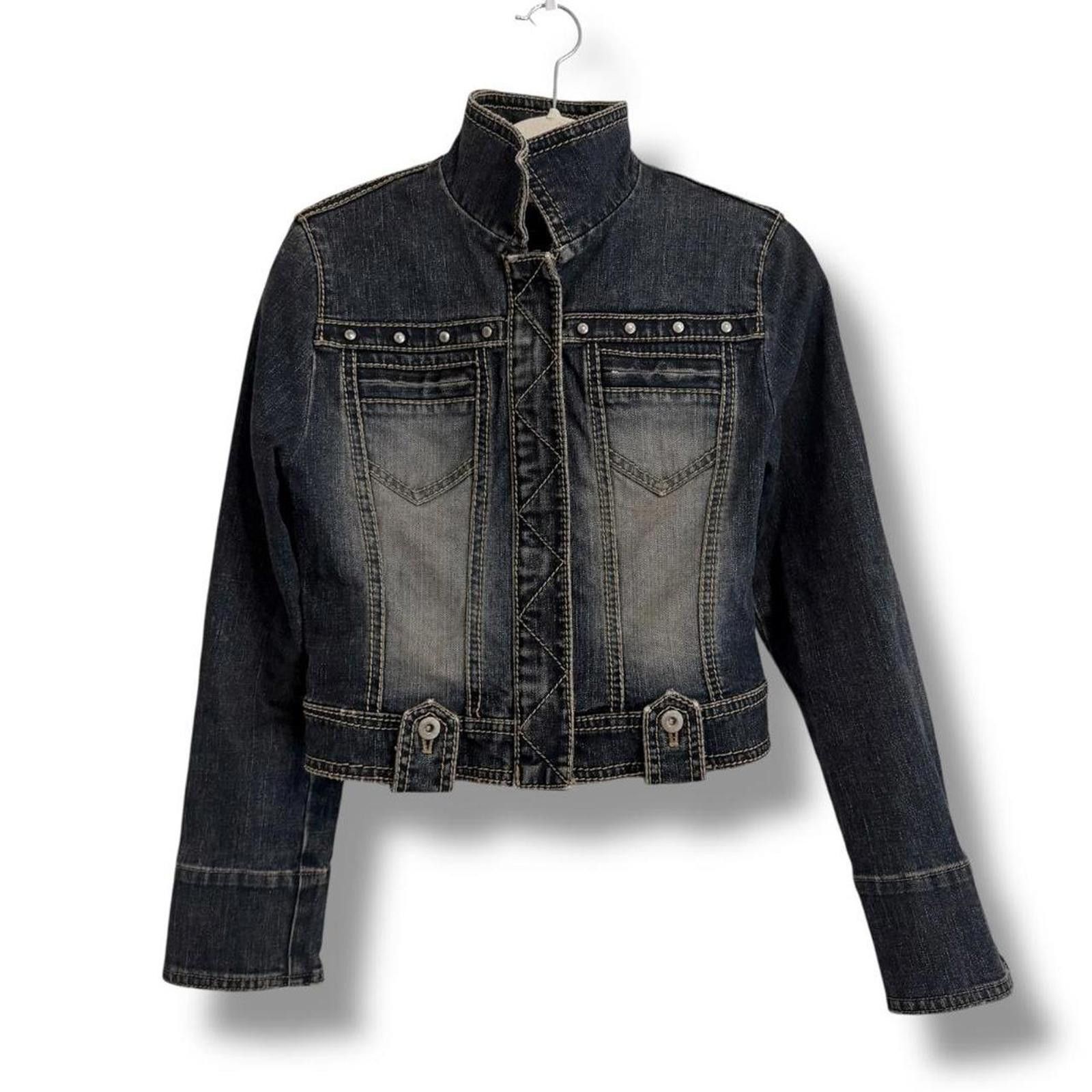 Other Biker style stand collar cropped denim jacket Size XS / US 0-2 / IT 36-38 - 1 Thumbnail