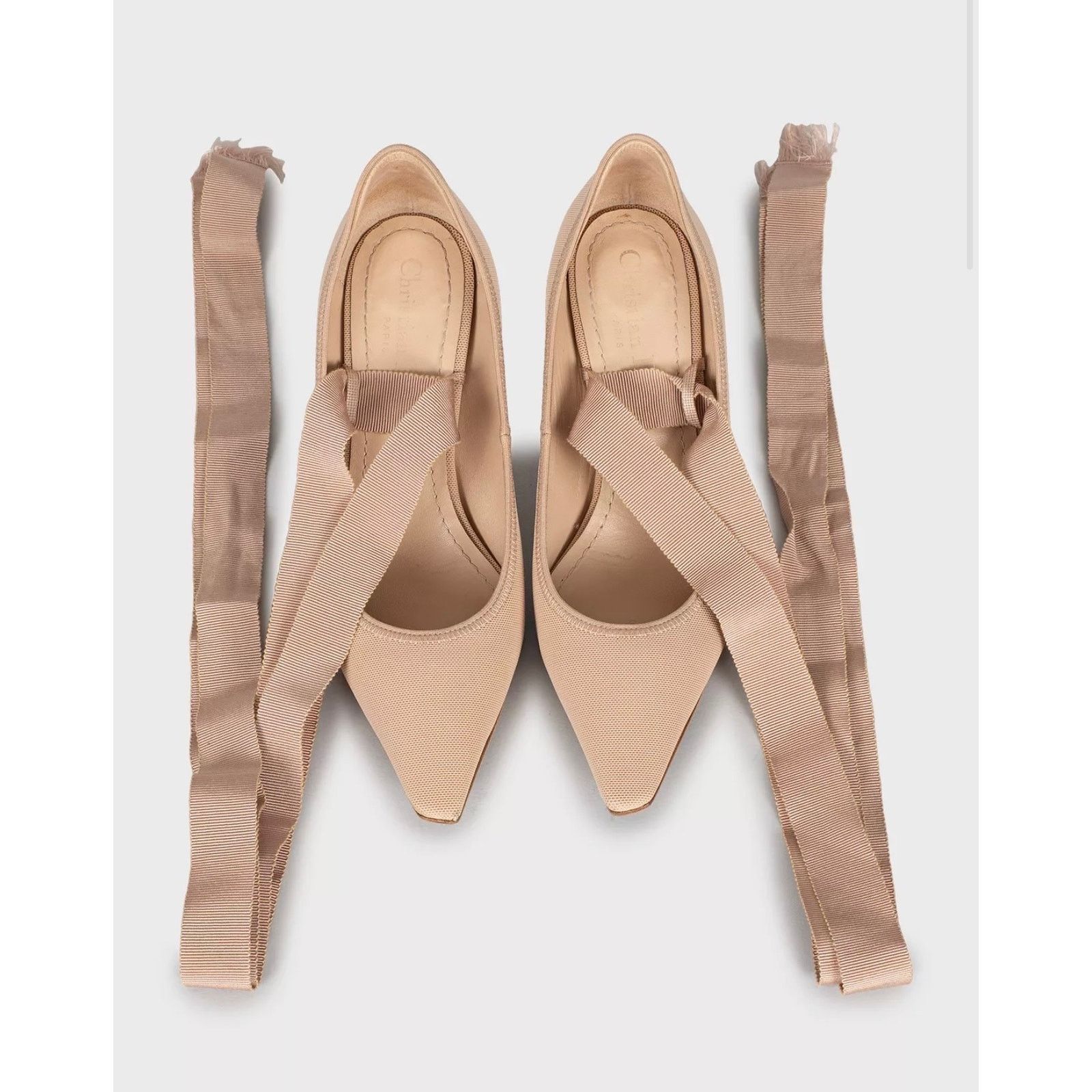 Dior Christian Dior Beige Lace-Up Heels Size 35.5 Size US 4.5 / IT 34.5 - 2 Thumbnail