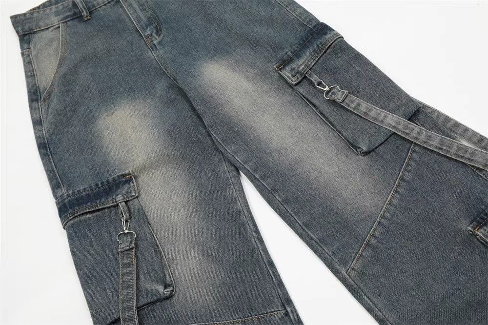 Japanese Brand × Jean Men's high street loose washed multi-pocket cargo jeans Size US 32 / EU 48 - 4 Thumbnail