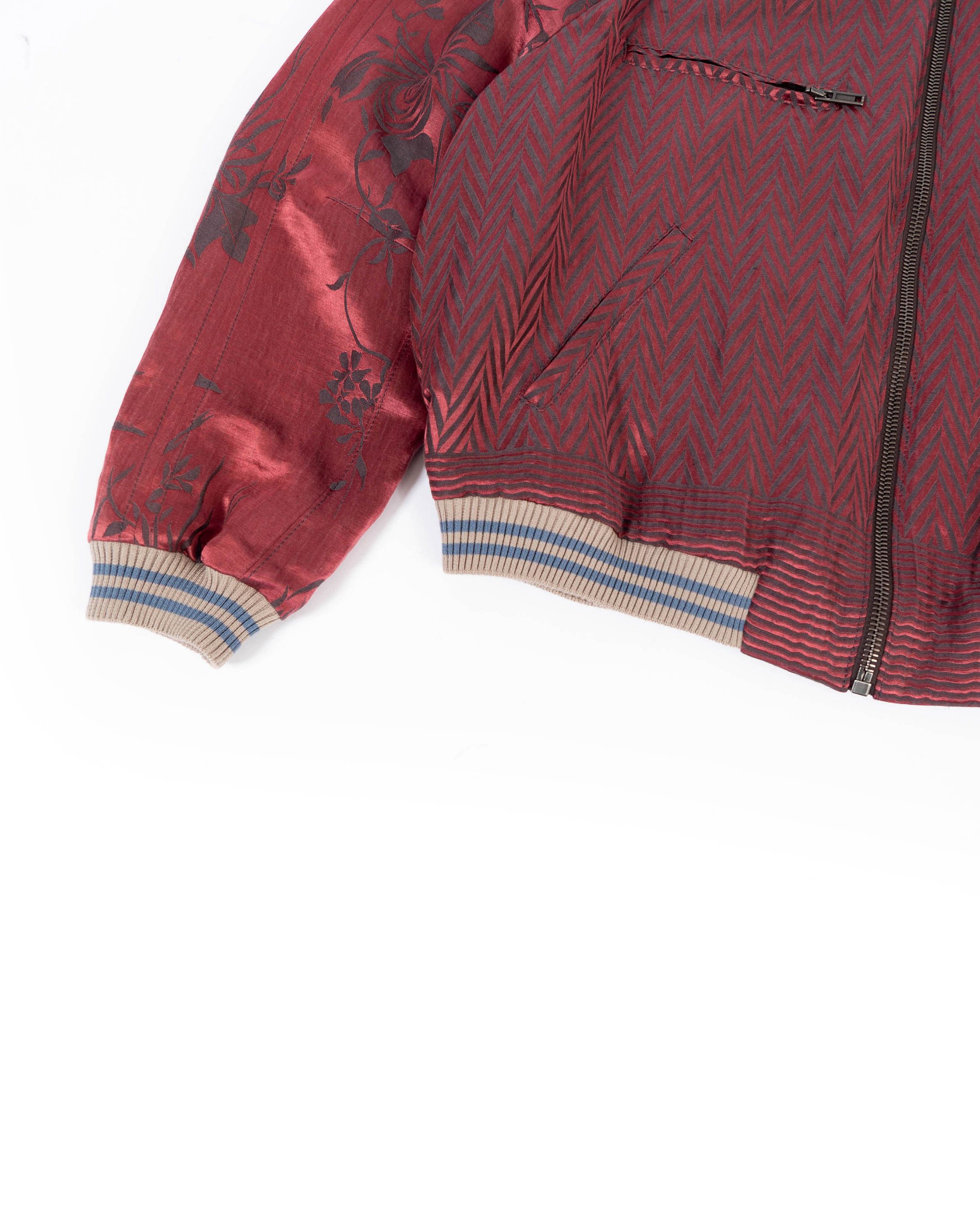 Haider Ackermann SS15 Iconic Bomber in Chevron & Floral Silk Jacquard Size US XL / EU 56 / 4 - 9 Thumbnail