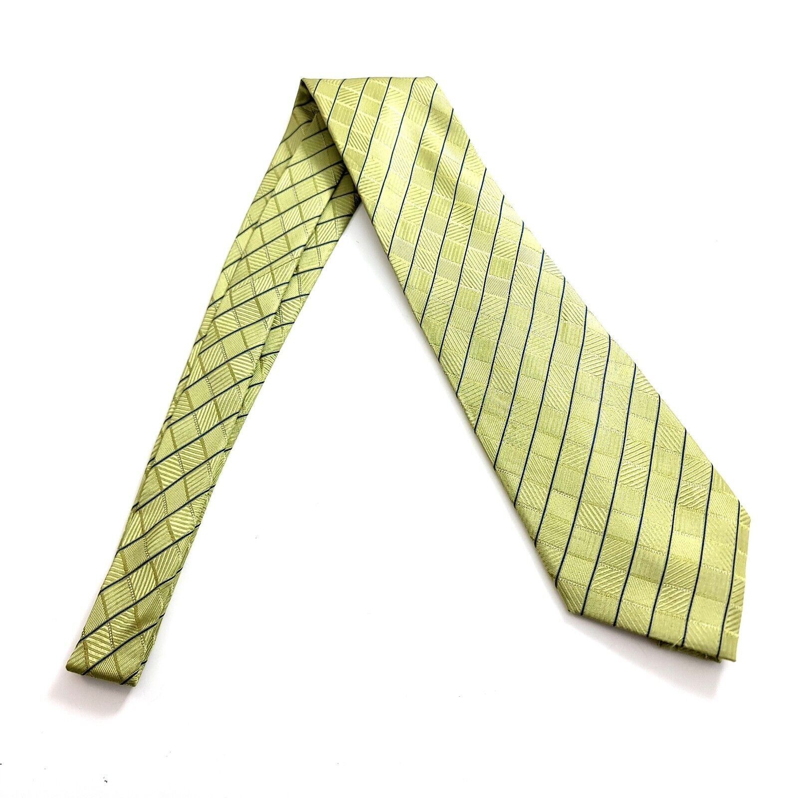 Calvin Klein Calvin Klein Lime Green Blue Woven Plaid Wide Silk Tie Size ONE SIZE - 6 Thumbnail