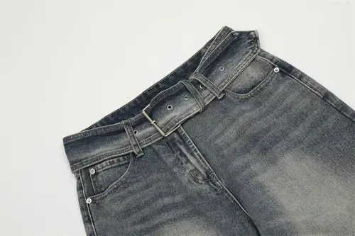 Japanese Brand × Jean American retro loose washed belt design jeans y2k Size US 34 / EU 50 - 4 Thumbnail