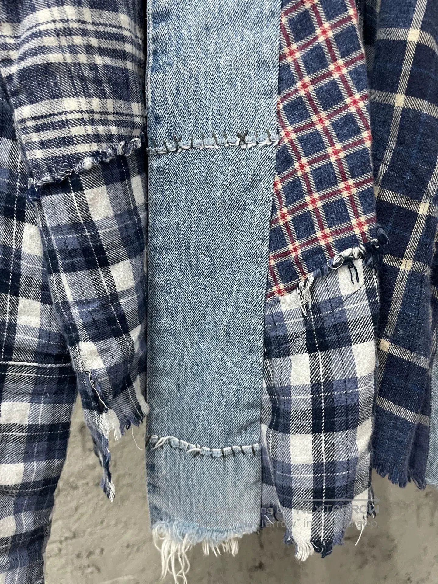 Greg Lauren Blue Patchwork Plaid Button-Up Shirt Size L. Size US L / EU 52-54 / 3 - 5 Thumbnail