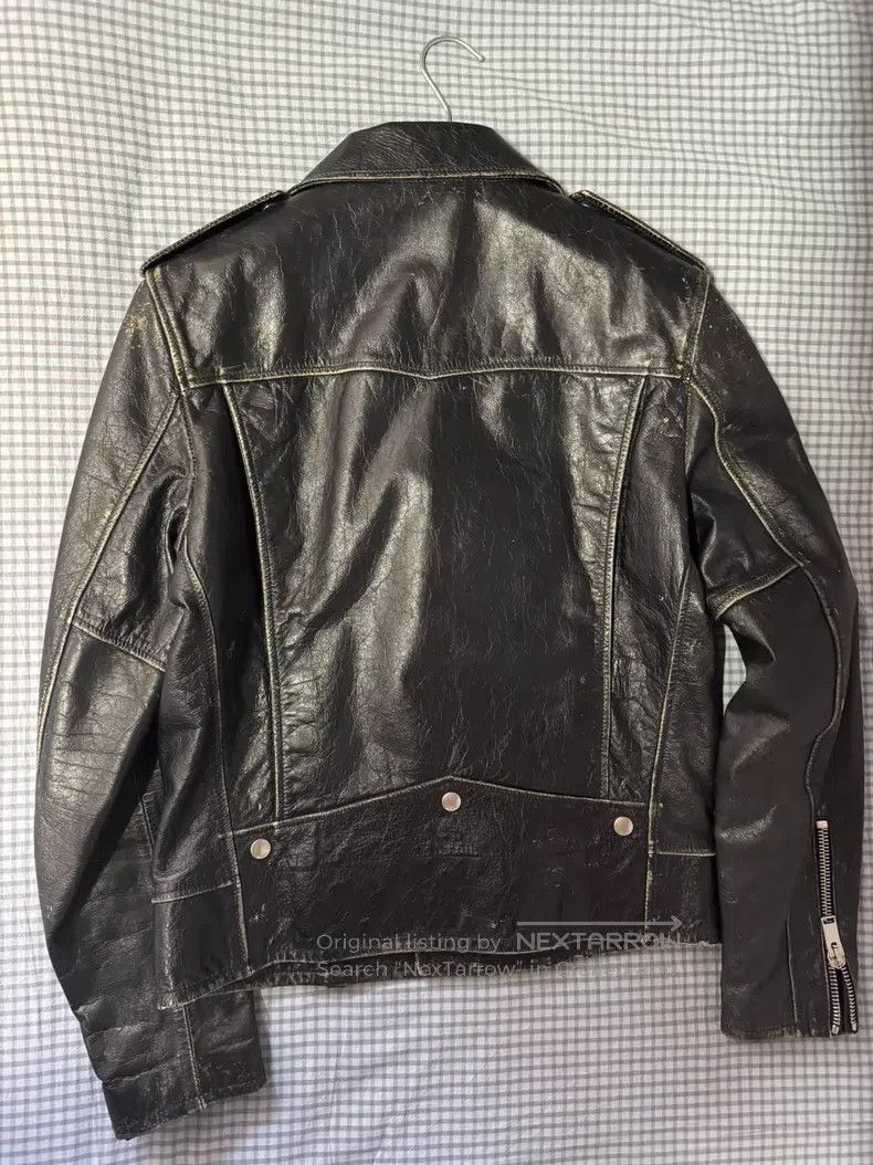 Saint Laurent Paris Saint Laurent Paris Motorcycle Zipper Cracked Leather Jack Size US M / EU 48-50 / 2 - 2 Thumbnail