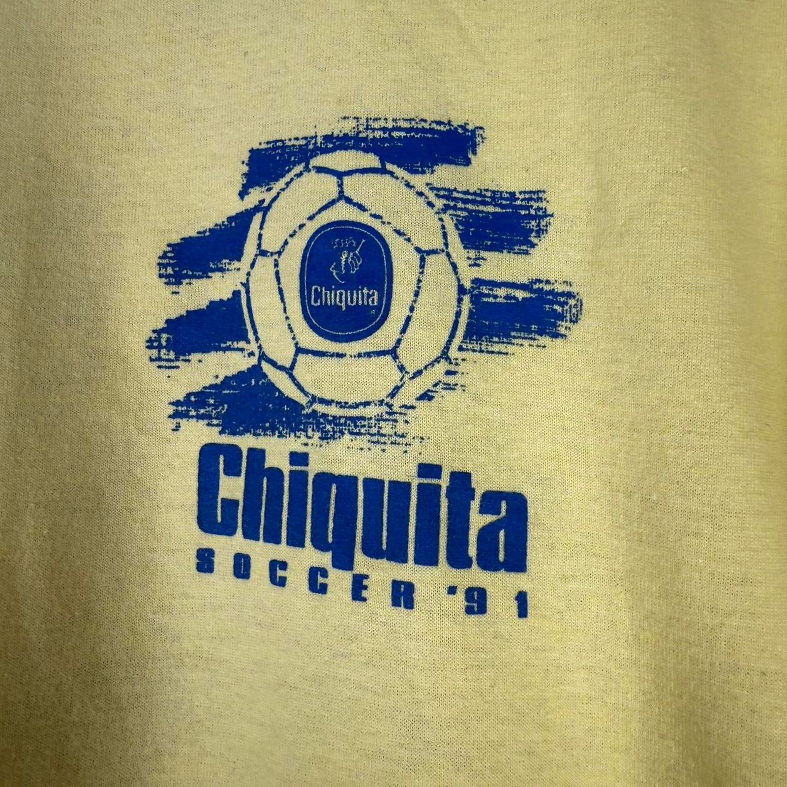 Vintage Yellow Chiquita Bananas Soccer 91 cotton t-shirt streetwear Size US L / EU 52-54 / 3 - 5 Thumbnail