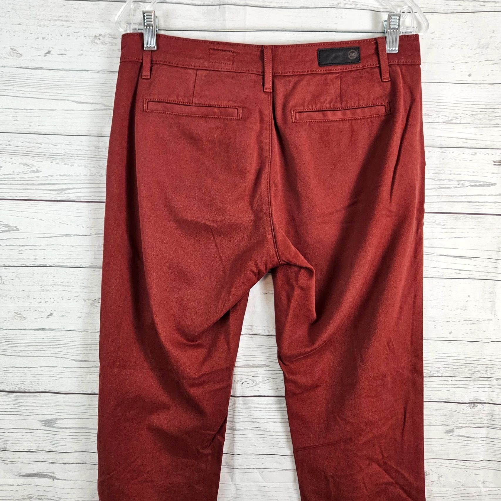 Rusty AG Adriano Goldschmied Caden Tailored Trouser Womens 27 Rust Red Mid Rise Pants Cropped Inseam 26.5"} Size 27" / US 4 / IT 40 - 4 Thumbnail