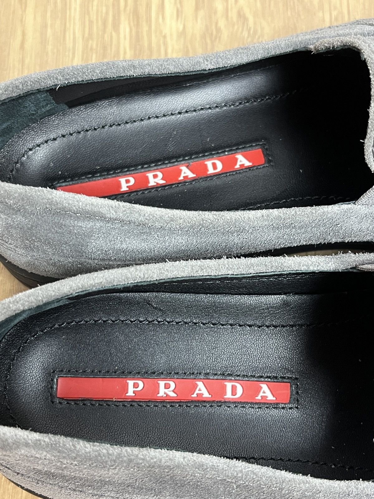Prada Prada Women's Gray Slip On Loafers Shoes Luxury Size US 8.5 / IT 38.5 - 6 Thumbnail
