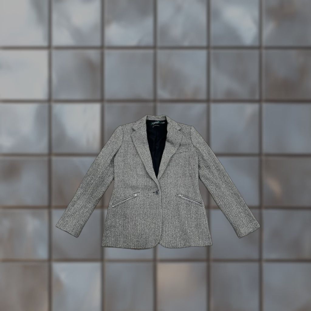 Ralph Lauren VINTAGE Ralph Lauren Blazer Herringbone Tweed Wool Brown/Black Size 8 Womens Regular Jacket Size M / US 6-8 / IT 42-44 - 1 Thumbnail