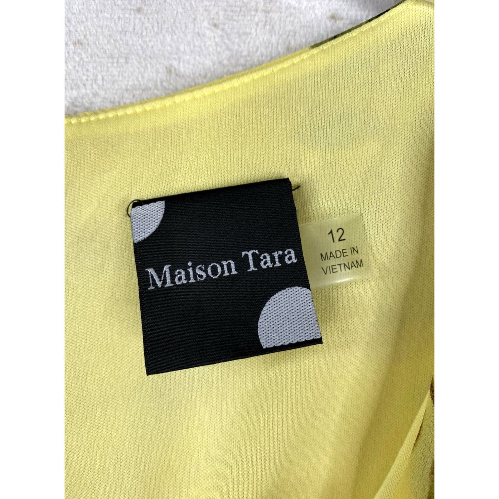 Vintage Maison Tara Dress Womens Midi V-Neck Yellow Floral Chiffon Bohemian NWT Size 12 Holiday? Size XL / US 12-14 / IT 48-50 - 3 Thumbnail