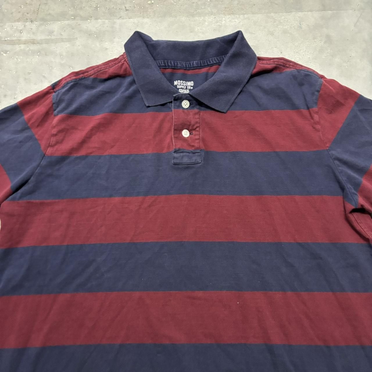 Japanese Brand × Vintage Crazy Vintage Y2K/2000s Red & Navy Striped Essential Polo Shirt! Size US XL / EU 56 / 4 - 2 Thumbnail