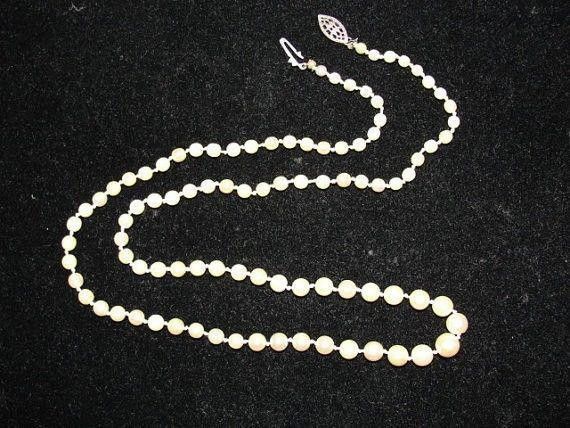 Designer Graduated Cultured Pearl Necklace with Silver Filigree Clasp Size ONE SIZE - 4 Thumbnail