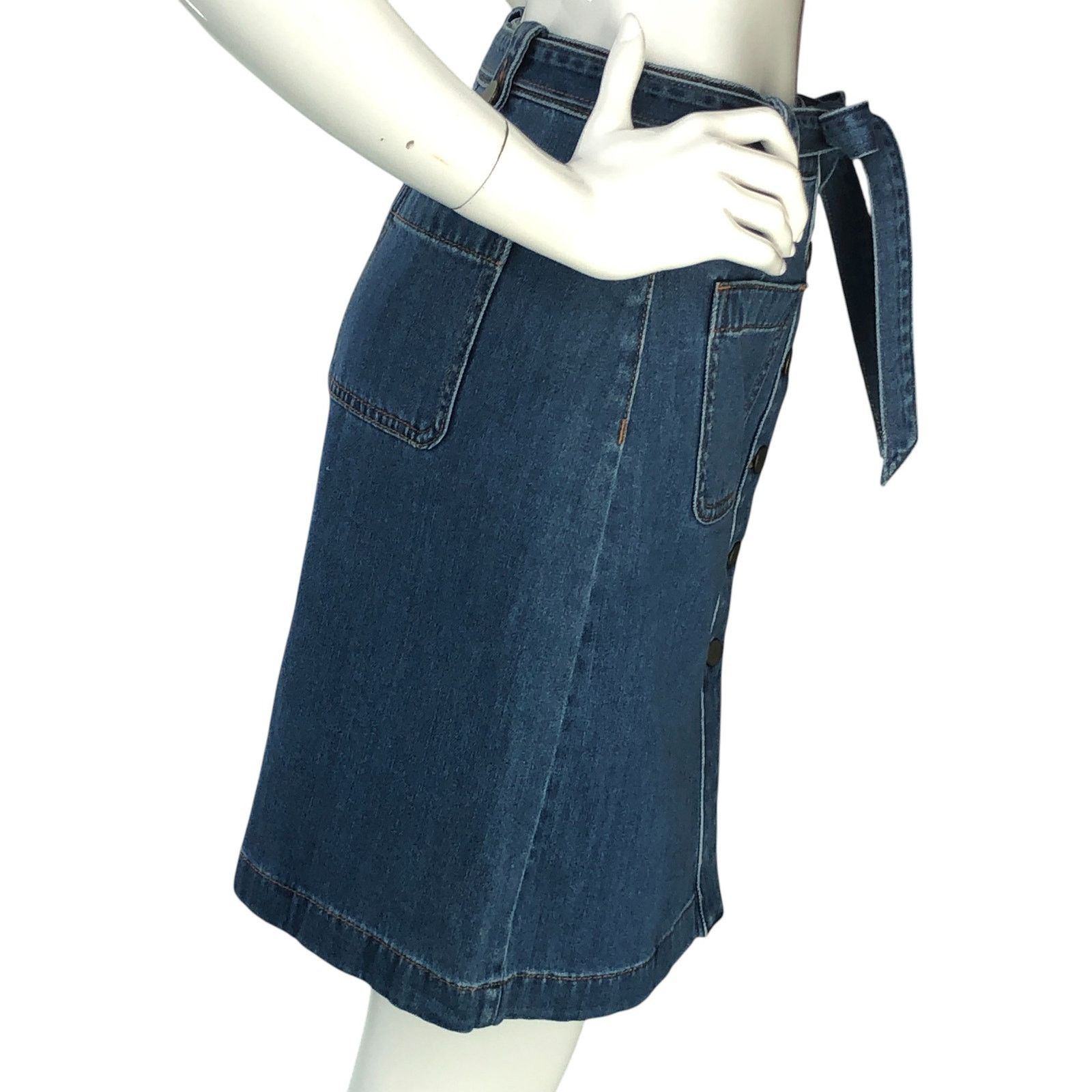 Loft Loft Petite Sz 2P Skirt Denim Jean Patch Pocket Button Front Size 28" / US 6 / IT 42 - 9 Thumbnail