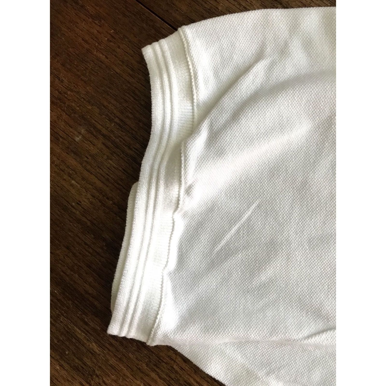 Vintage Hanes Polo Shirt Mens 2XL White Cotton Ribbed Cuffs New, Men's (Size Xxl) — image 2 of 4