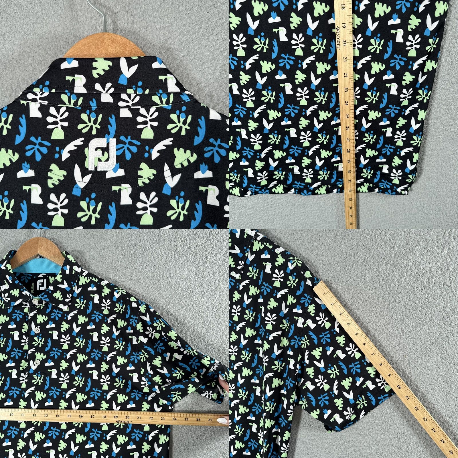 Footjoy FootJoy Palm Springs Jungle Leaves Polo Shirt Mens Large Multicolor Golf Stretch Size US L / EU 52-54 / 3 - 8 Thumbnail