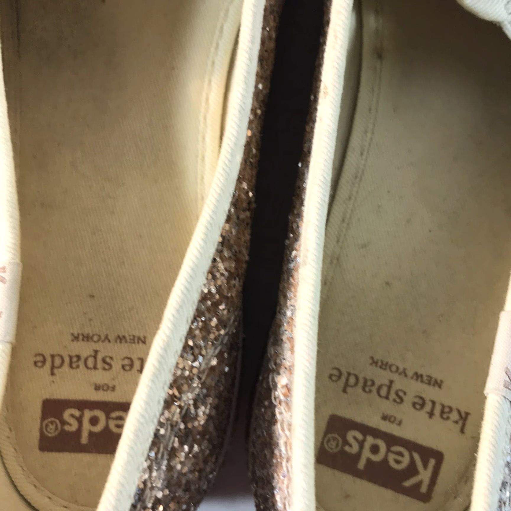 Keds Kate Spade Keds Glitter Slip On Sneakers Women Size 7.5 Champagne Casual dress Comfort Lightweight Size US 8 / IT 38 - 4 Thumbnail