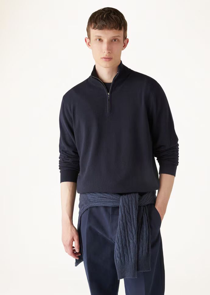 Loro Piana o1w1db10425 Mezzocollo Sweater in Navy Blue Size US L / EU 52-54 / 3 - 4 Thumbnail