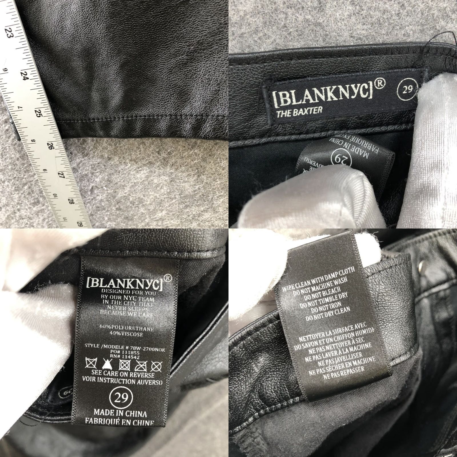 Vintage VINTAGE? No. Blank NYC Faux Leather High Waisted Straight Pants Womens Sz 29 Black Relaxed Size 29" - 8 Thumbnail