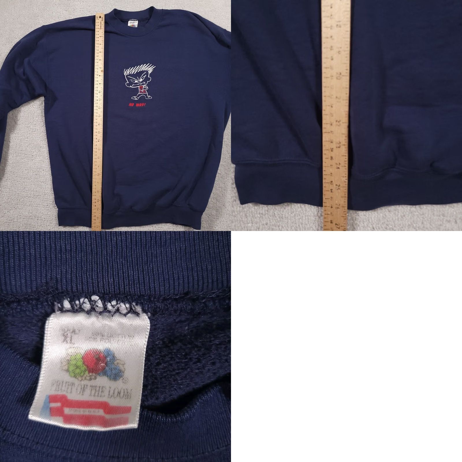 Fruit Of The Loom VINTAGE 90s Negatude Dude No Way Blue Sweatshirt Mens XL Grunge USA Made Size US XL / EU 56 / 4 - 9 Thumbnail