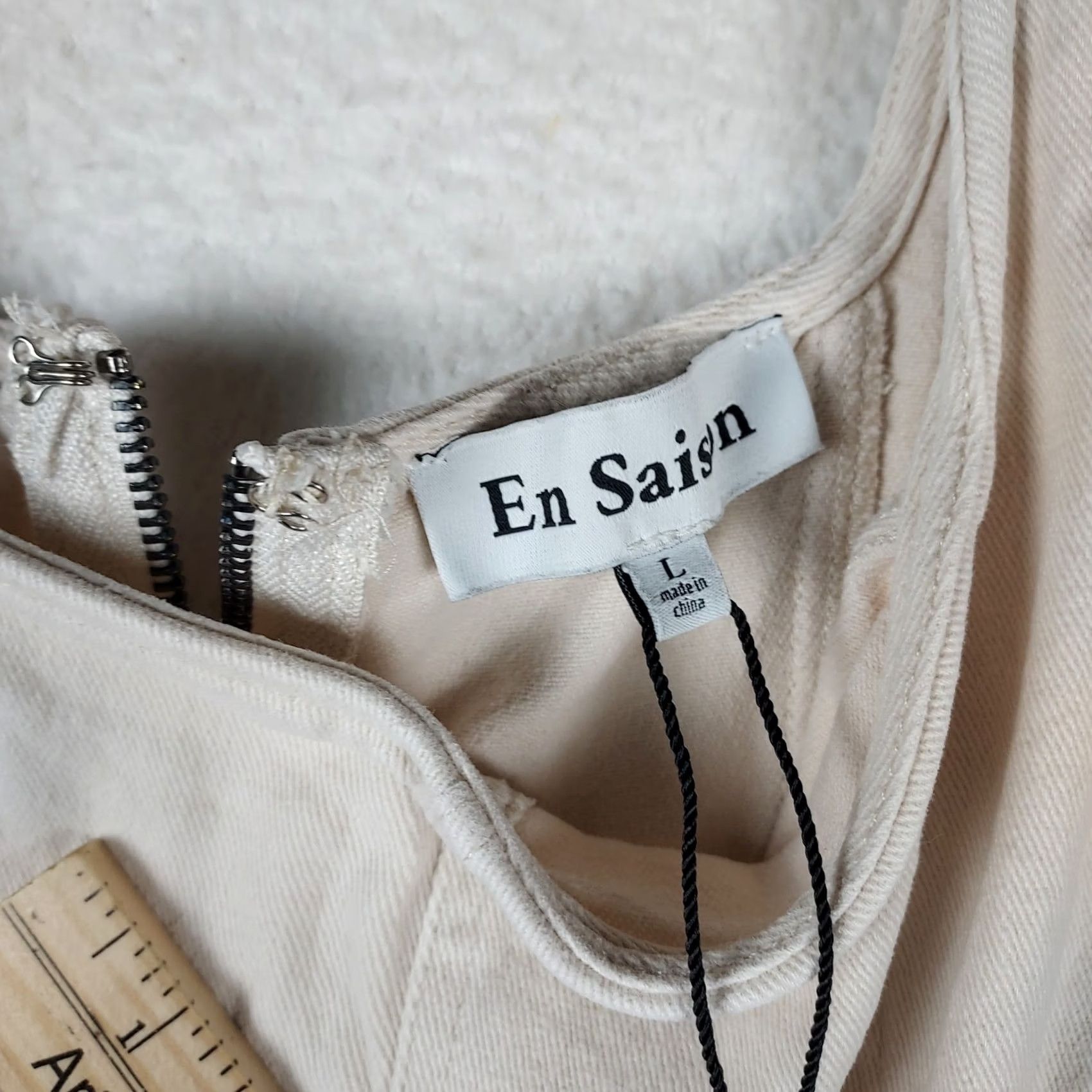 Anthropologie Anthropologie En Saison Dress Womens L Cream Sleeveless Fit & Flare Raw Hem Knee Length Size L / US 10 / IT 46 - 3 Thumbnail