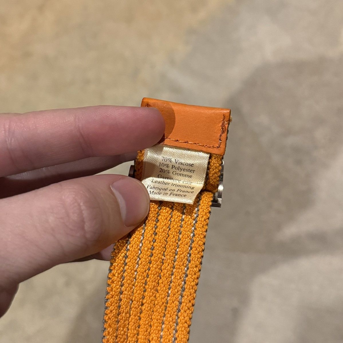 Hermes Hermes H Buckle Canvas Elastic Band Striped Belt Orange Grey Size 30 - 11 Thumbnail
