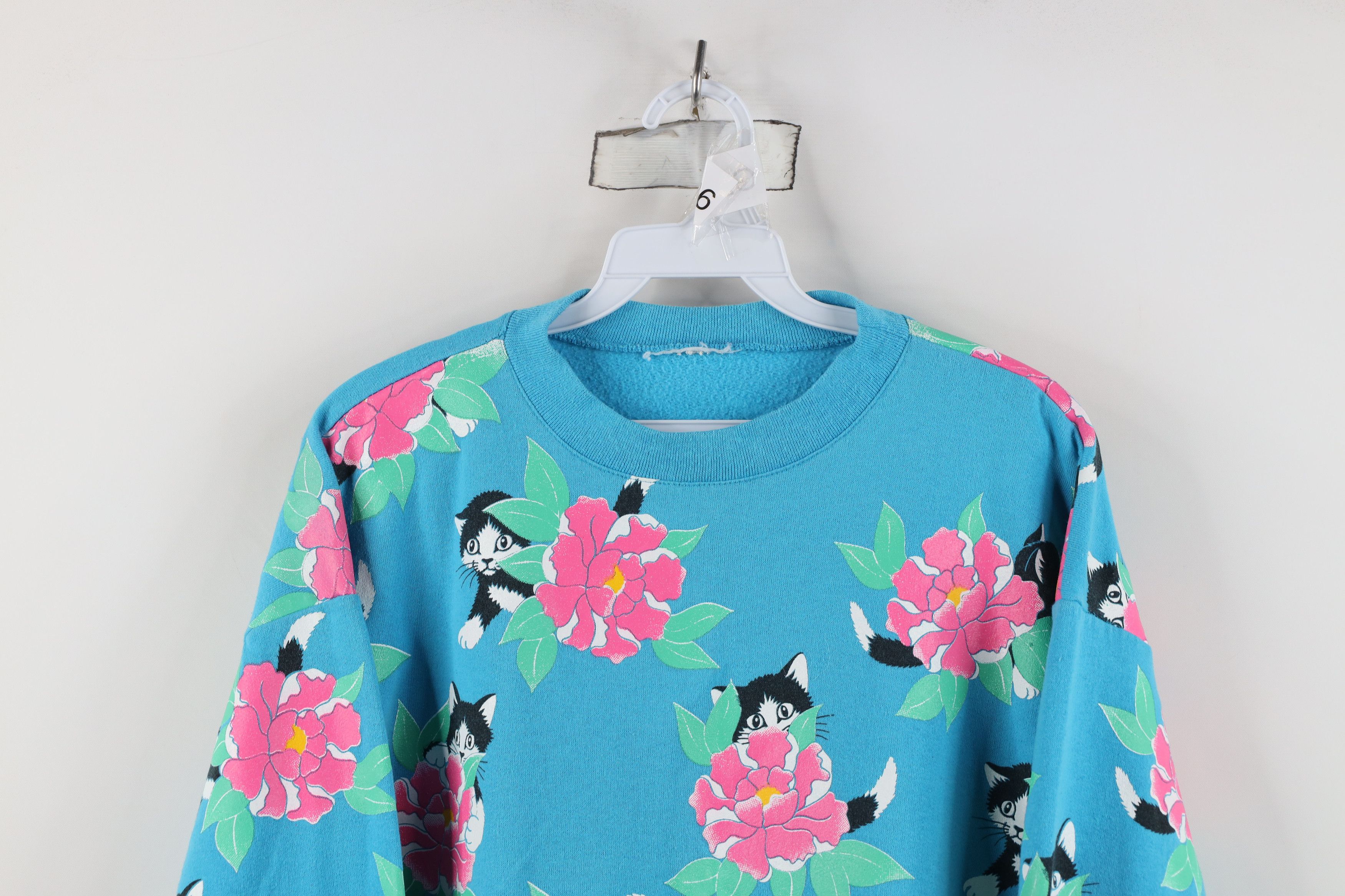 Vintage Vintage 90s Streetwear Kitten All Over Print Sweatshirt USA Size XL / US 12-14 / IT 48-50 - 2 Thumbnail