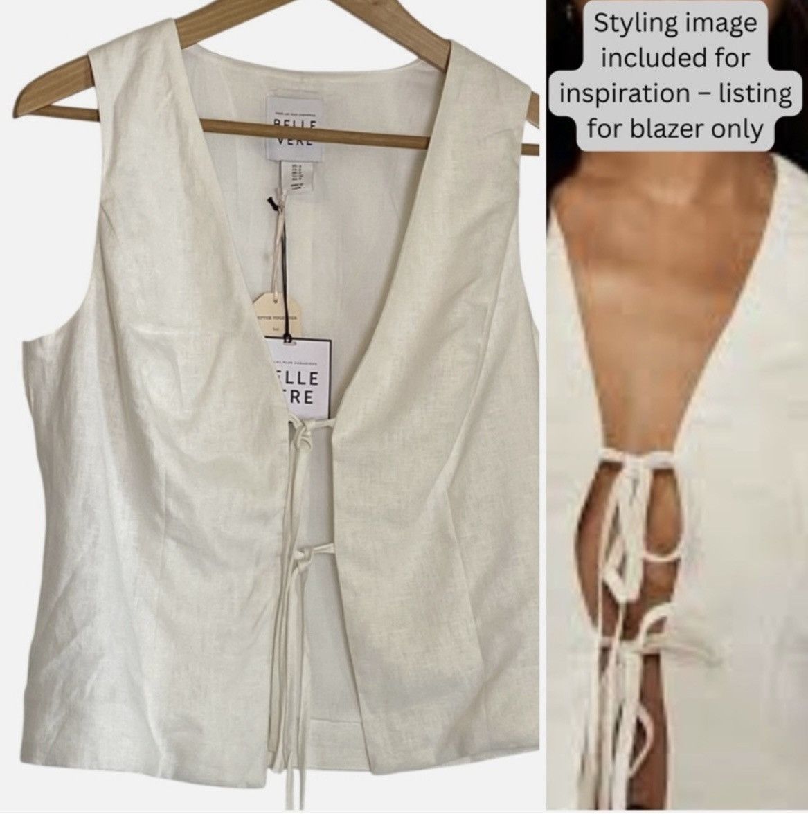 Anthropologie NWT Anthropologie Belle Vere Tie Front Vest Top Linen Blend Size XS / US 0-2 / IT 36-38 - 1 Thumbnail