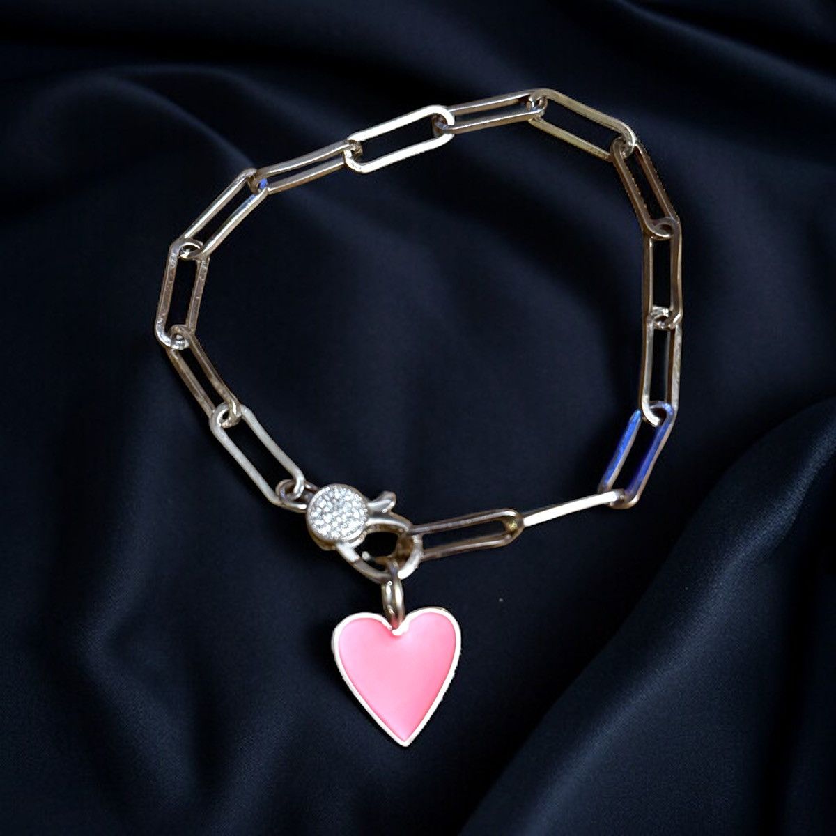 Other Silver tone paper clip link heart charm bracelet Size ONE SIZE - 1 Thumbnail
