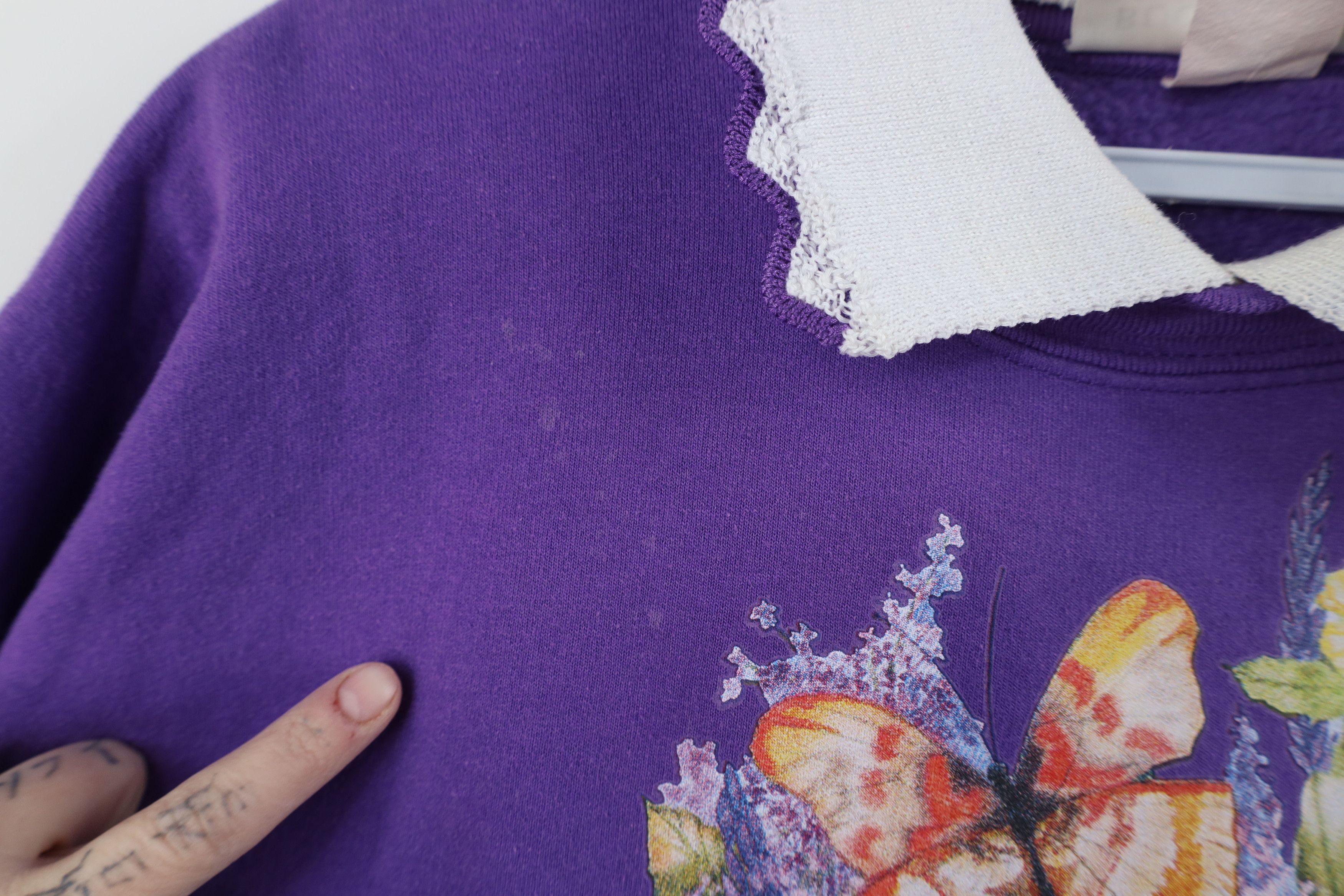 Vintage Vintage 90s Streetwear Butterfly Collared Sweatshirt USA Size XL / US 12-14 / IT 48-50 - 5 Thumbnail
