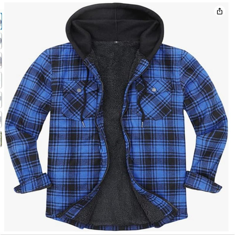 The Unbranded Brand SIZE SMALL Men's Sherpa Lined Full Zip HoodPlaid ShirtJacket Size US XL / EU 56 / 4 - 1 Thumbnail