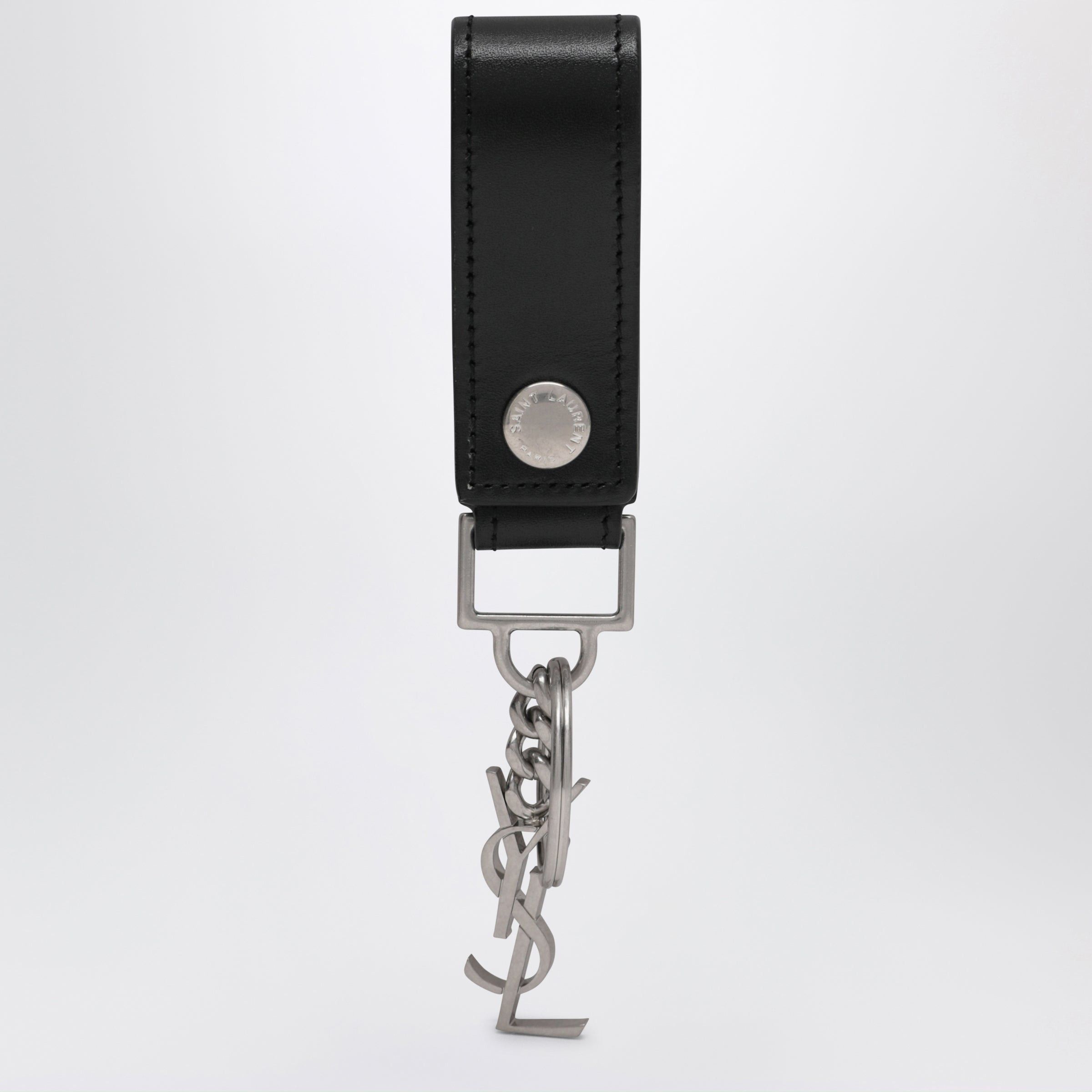 Saint Laurent Paris Saint Laurent Black Leather Cassandre Key Ring Size ONE SIZE - 1 Thumbnail
