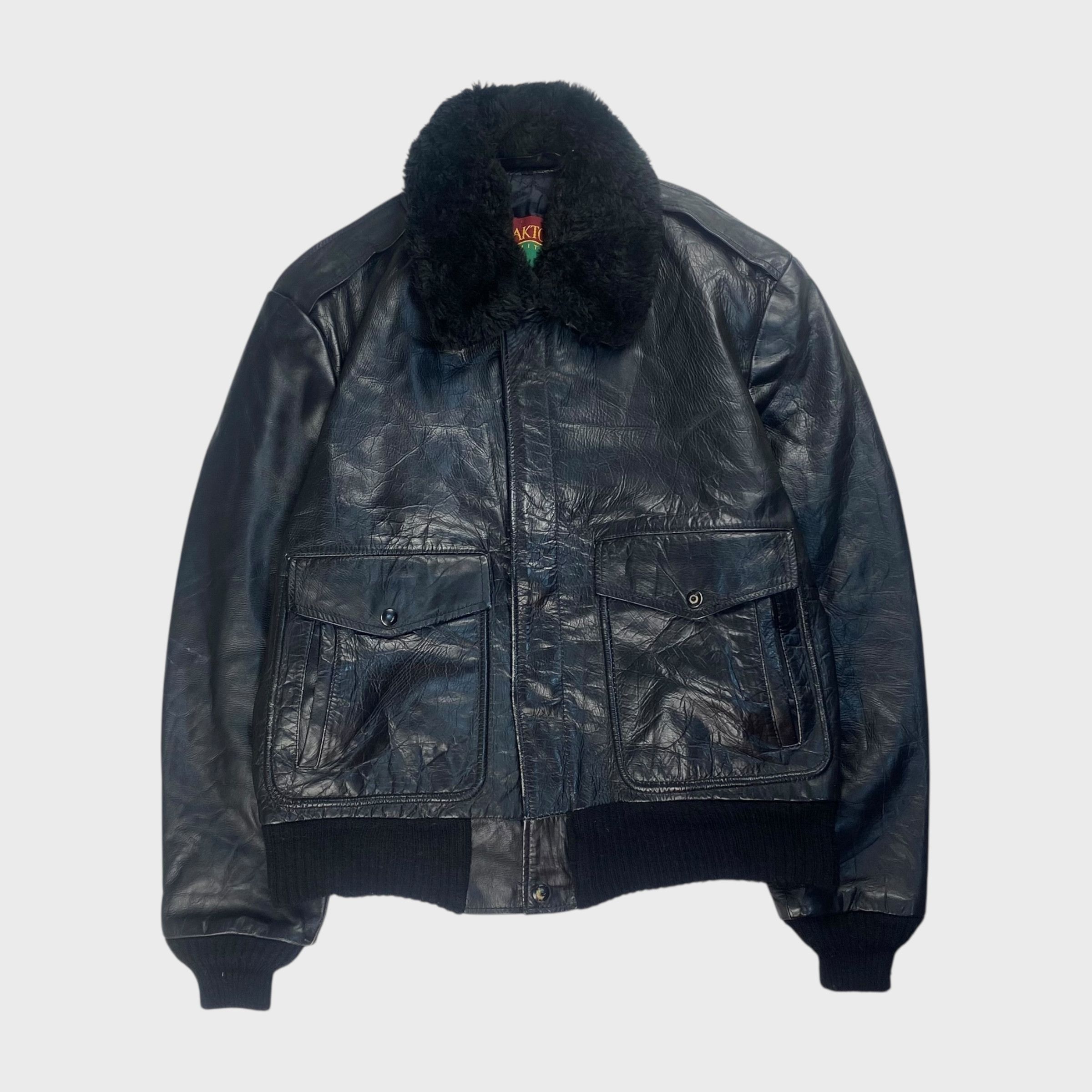 Vintage OAKTON 80s Leather Jacket Black Size L Size US L / EU 52-54 / 3 - 1 Thumbnail