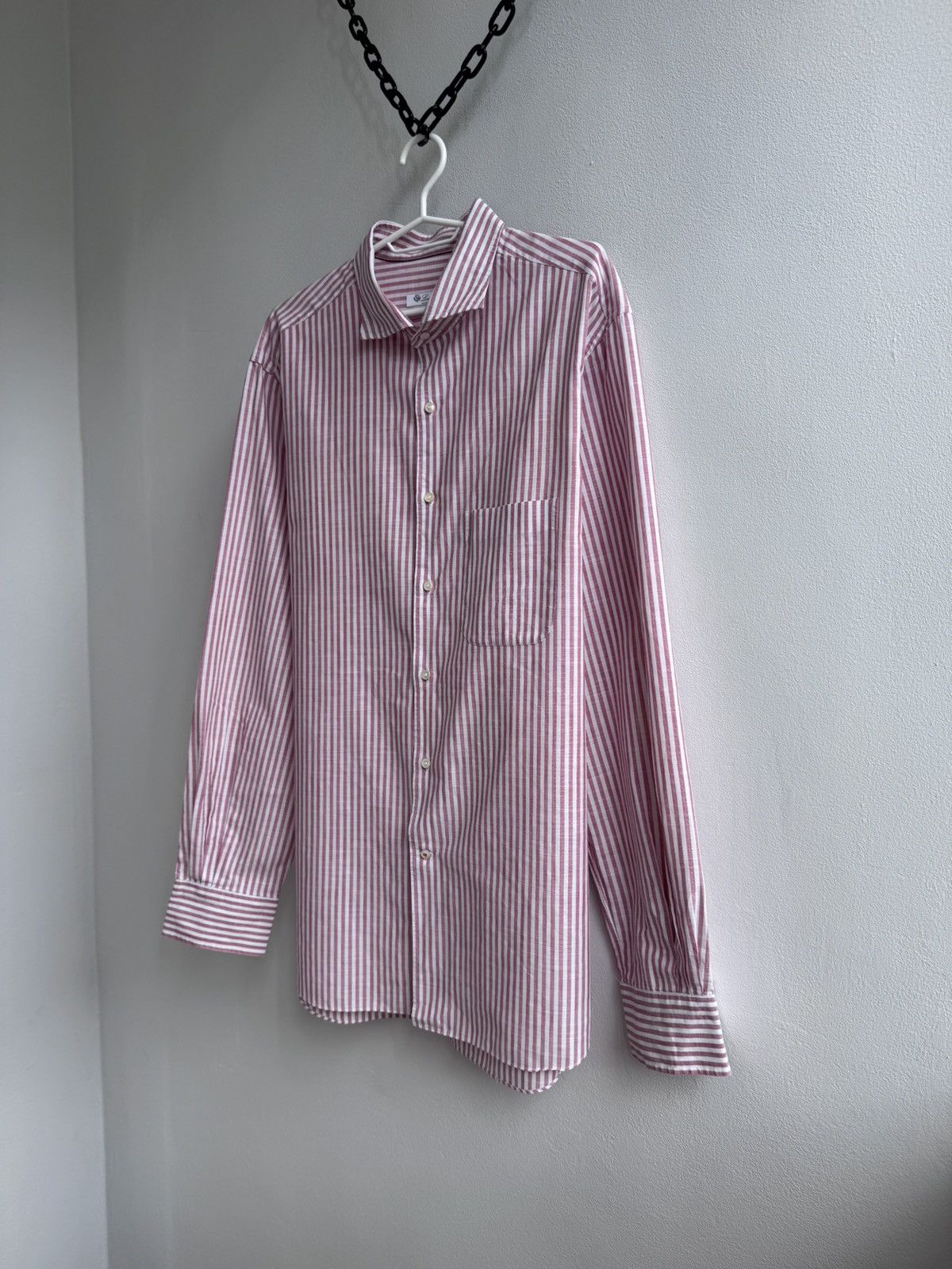 Loro Piana Loro Piana Striped Cotton Button Up Shirt Long Sleeve Pink Size US XXL / EU 58 / 5 - 2 Thumbnail