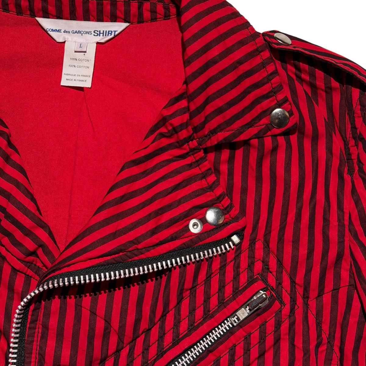 Comme des Garcons Lightweight striped Moto jacket Size US L / EU 52-54 / 3 - 2 Thumbnail