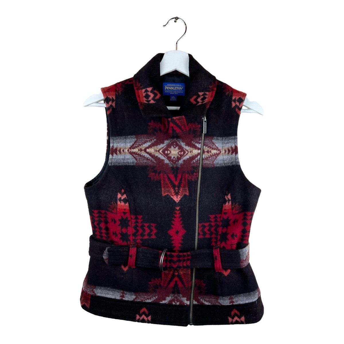 Pendleton Vintage Pendleton Aztec Wool Blanket Vest Black/Red Grailed