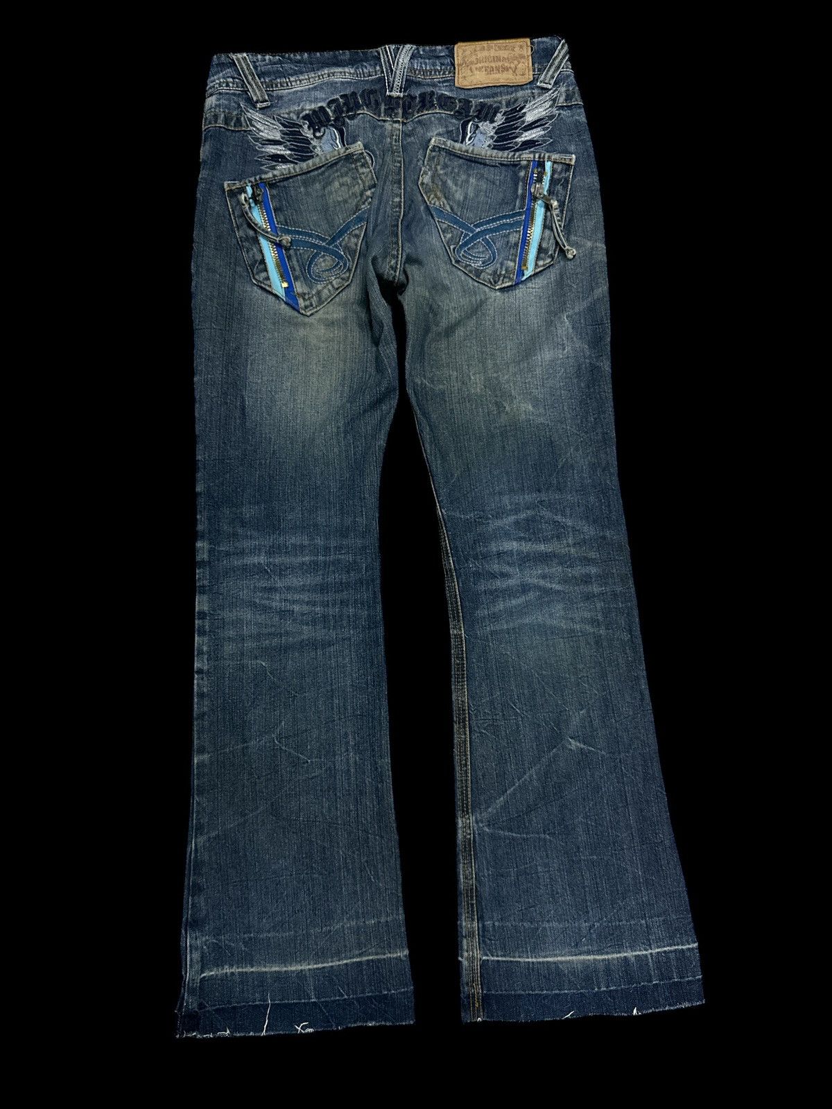 Japanese Brand 90s Style💥 Embroid Bootcut International Jeans BlueWash 💥 Size US 33 - 2 Thumbnail