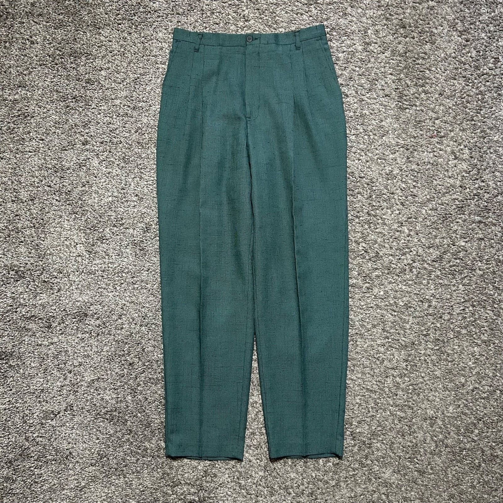 Vintage Vintage 70s Houndstooth Pants Polyester Dark Green 30x29 Size US 30 / EU 46 - 14 Thumbnail