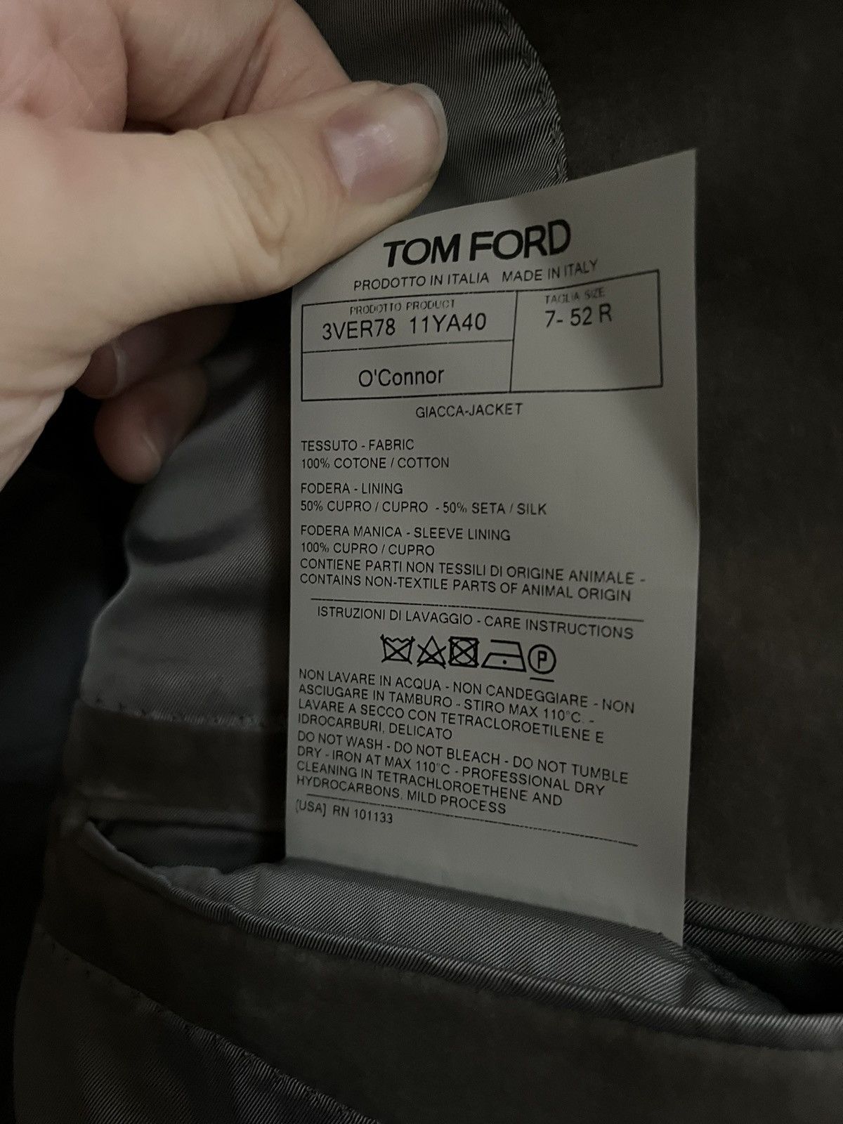 Tom Ford TOM FORD O’CONNOR GRAY VELVET BLAZER Size 52R - 7 Thumbnail