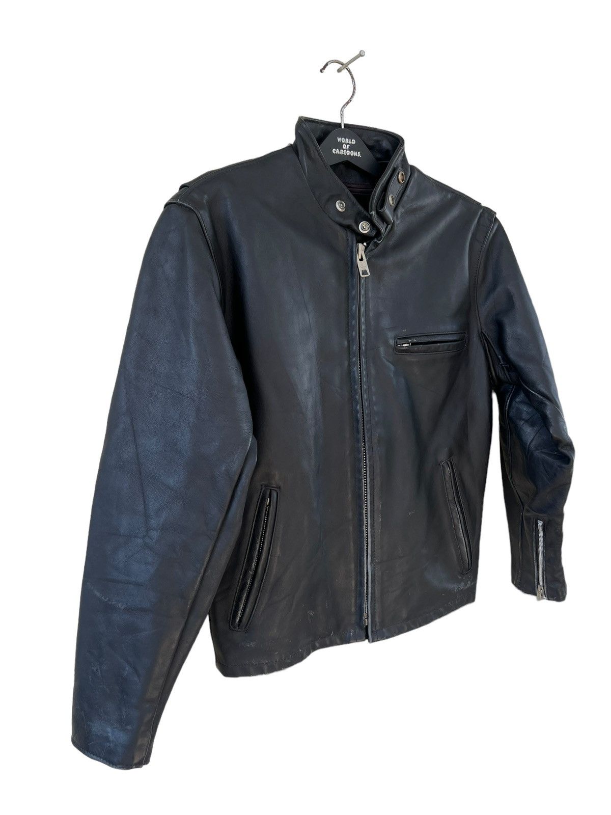 Schott Vintage Schott N.Y.C. Lined Black Leather Cafe Racer Jacket Size US M / EU 48-50 / 2 - 7 Thumbnail