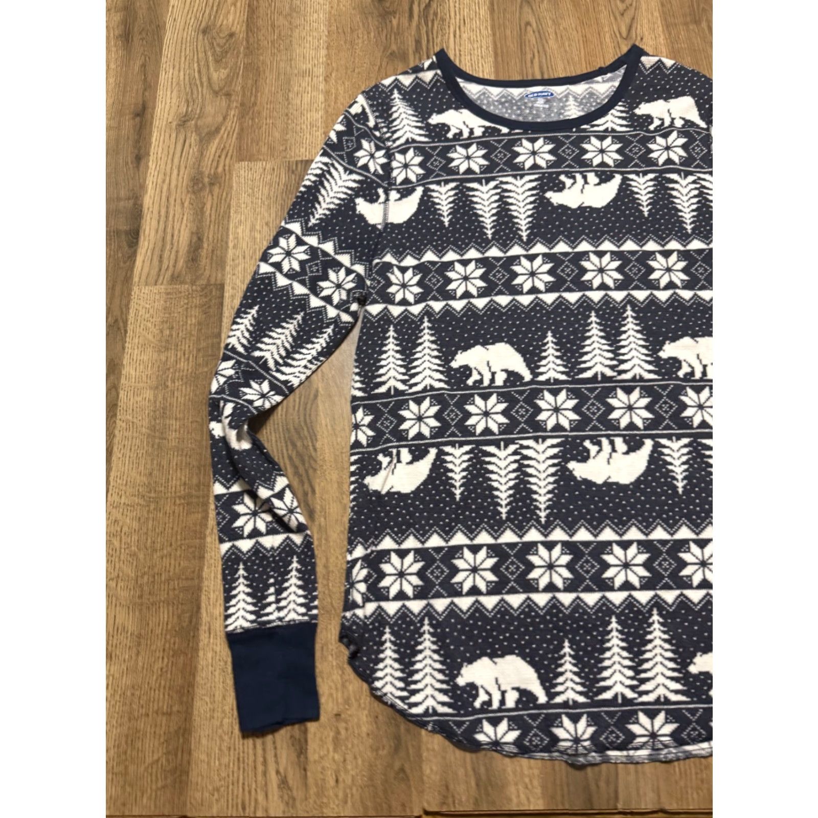 Old Navy VINTAGE Old Navy Shirt Womens 2XL Tall Blue White Long Sleeve Printed Thermal Casual Fall Spring Summer Winter Womens Size XXL / US 16-18 / IT 52-54 - 3 Thumbnail