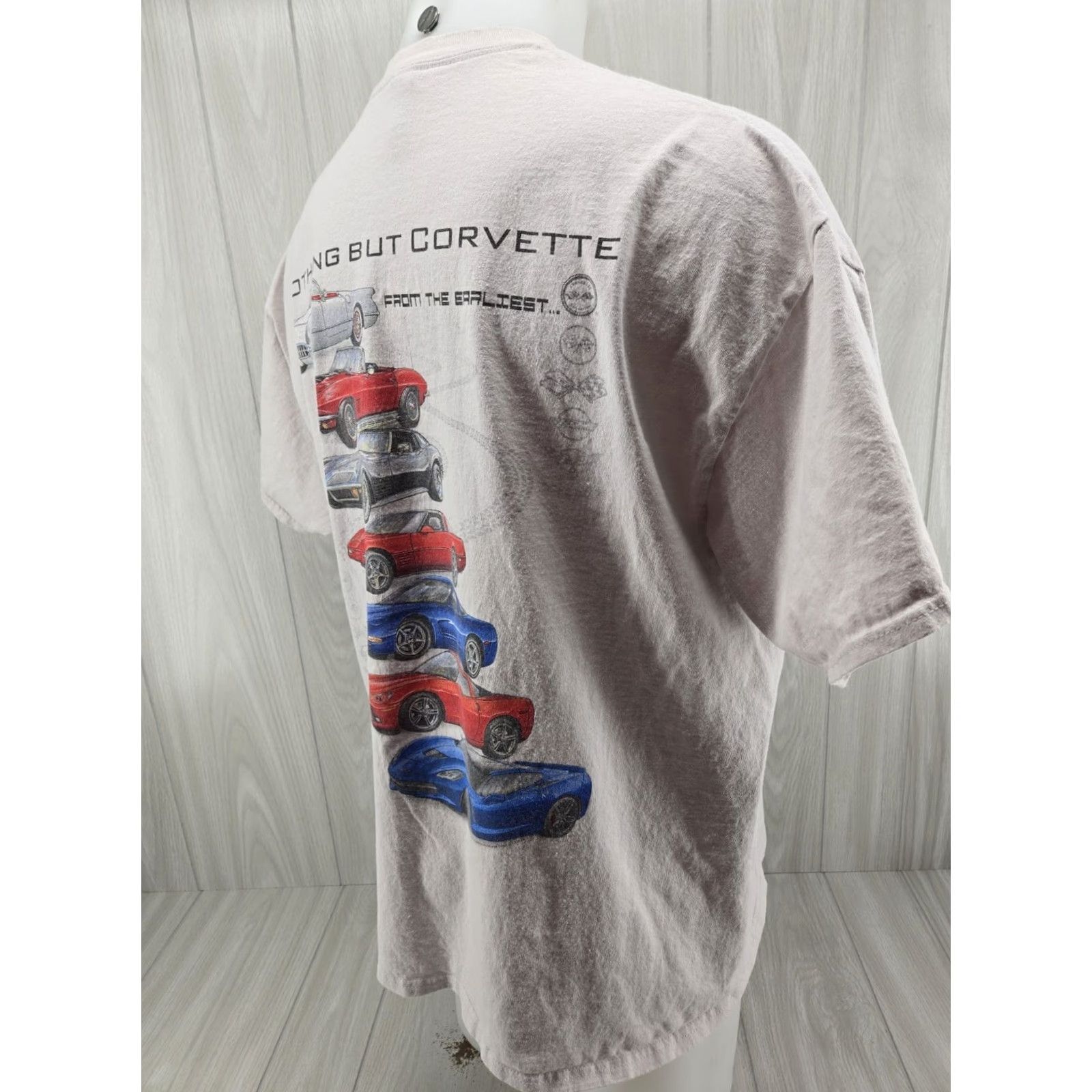Gildan VINTAGE Nothing But Corvette Chevrolet St Thomas Virgin Islands T Shirt 2XL Mens Cream Distressed 2XL Short Sleeve Crew Neck Cotton T-Shirt Size US XXL / EU 58 / 5 - 7 Thumbnail