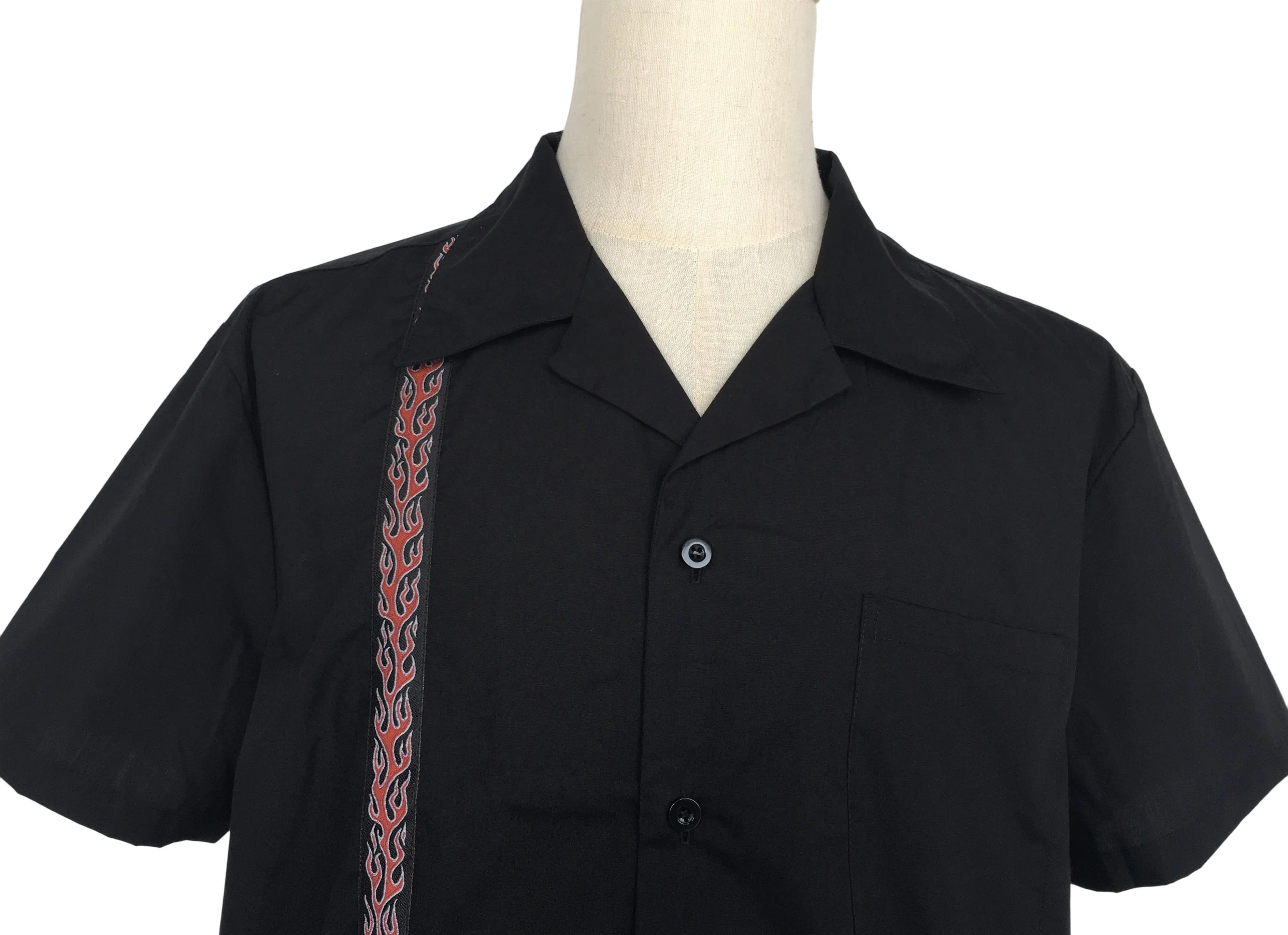 Other Black Shirt With Flame Pattern 50's Style Size US L / EU 52-54 / 3 - 4 Thumbnail